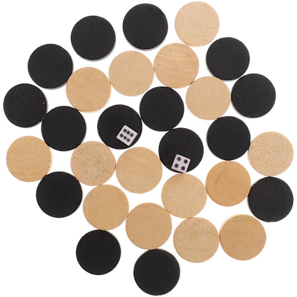 1 set träbackgammonpjäser backgammon brädspel tillbehör (2.4X2.4X0.5CM, som visas på bilden)
