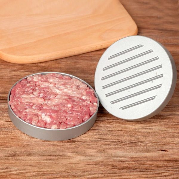 1 set högkvalitativ rund hamburgerform i aluminiumlegering hamburger köttbiff BBQ burger köttpress kök matform