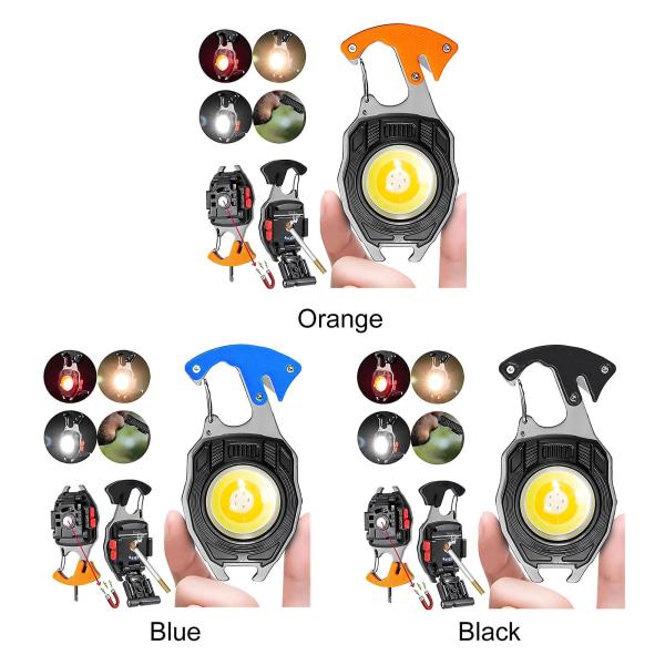 Ny multifunksjon nøkkelring lommelykt 6 moduser oppladbar lighter (svart)