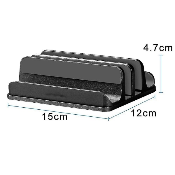 Dobbelt-slot justerbar vertikal bærbar computer stand designet 2 slot aluminium skrivebordsstativ til de fleste bærbare computere