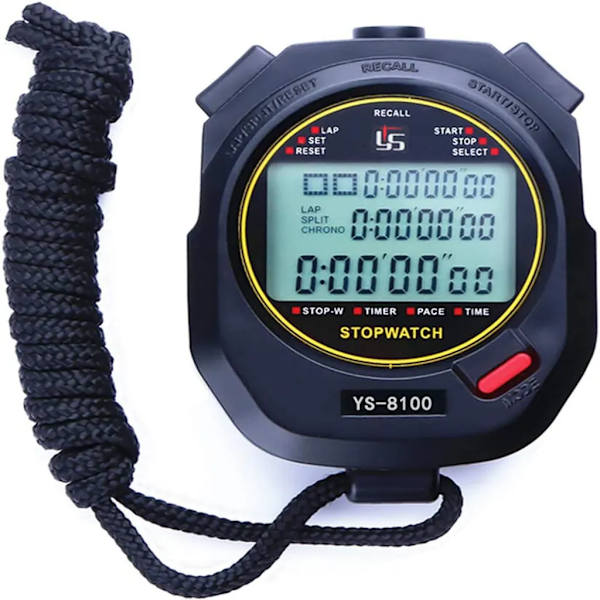 Digital Stoppur Sports Timer Klocka Multifunktion Fickur Digital Stoppur Visning av 100 Banor