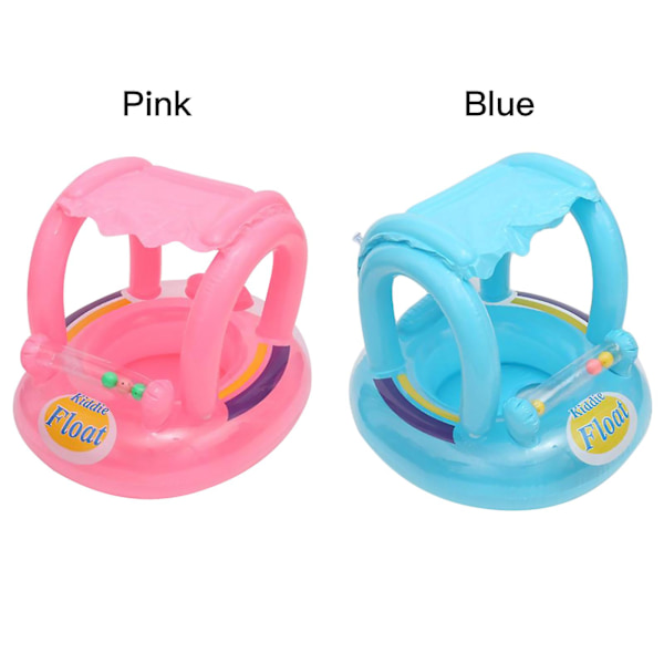Ny uppblåsbar badring med solskydd roliga leksaker för 6-36 månader gammal baby pool giftfri säkerhetsflytstol (blå)