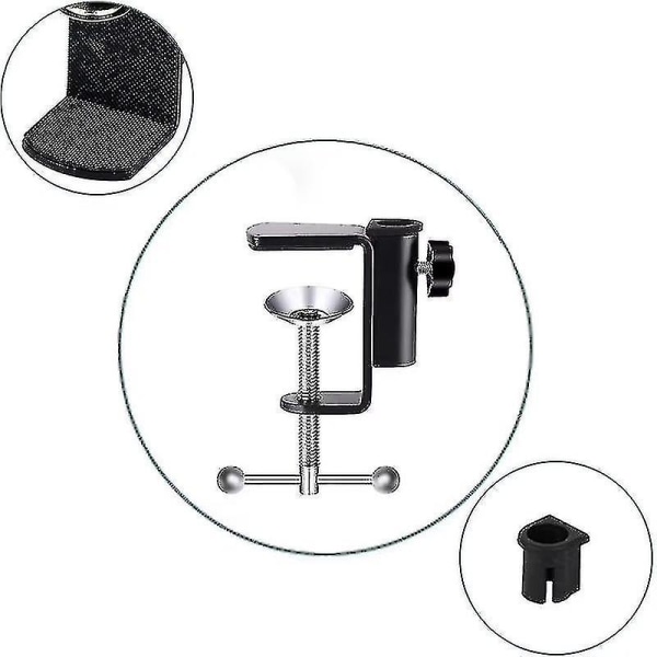 2 stk. Justerbar 0-45mm Arm Skrivebords Klemme Bordlampe Klemmeholder Metal Stativ - Sort