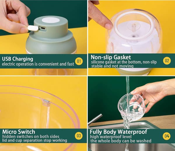 Elektrisk Mini Mathakker: 250ML Bærbar Hvitløkshakker, USB Oppladbar (Hvit)