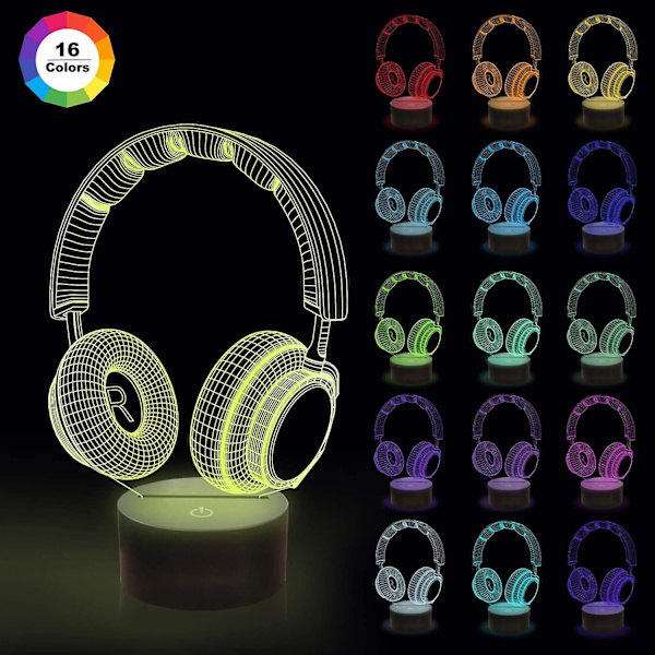 Headset Creative 3D nattlys, 16 fargeskiftende med fjernkontroll USB-strøm Acsergery-gave