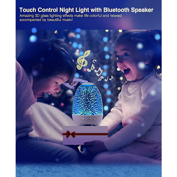 Bluetooth-høyttaler nattlys, 3d galakse nattbordlampe berøringskontroll, dimbar RGB 7 farger skiftende LED bærbar trådløs oppladbar bordlampe Fo