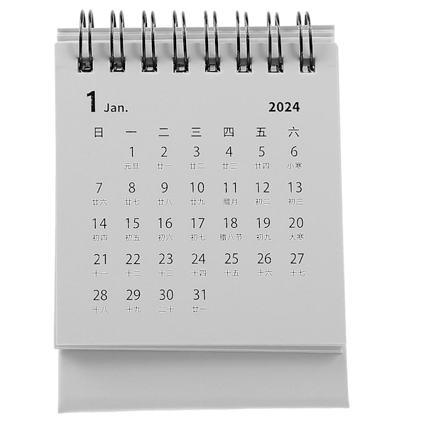 Pöytäkalenteri, kuukausittainen toimistokalenteri, pystysuora minikalenteri 2024, pöytäkalenteri, minikalenteri (9,8 x 7,5 x 7 cm, valkoinen)