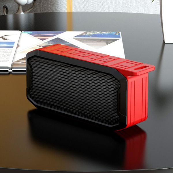 Trådlös Bluetooth-högtalare IPX7 Hög effekt 360 Surroundljud Bluetooth 5.0/USB-enhet/AUX/TF-kort 20240116（Röd）