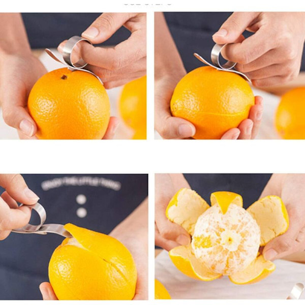 Pack Orange Peeler Ring Peel Rostfritt Stål Frukt Citrus Grapefrukt Peeler Orange Flasköppnare för Hem Kök