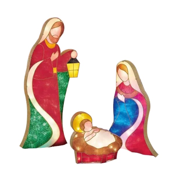 LED Holy Family valaistu seimipaikka pihalla ulkona joulukoristeita, 50 % tarjous