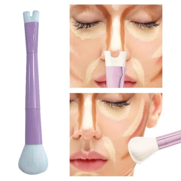 2-i-1 nesekonturbørste U-formet, sminkebørste for enkel nesekontur