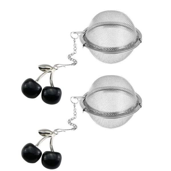 2023 Ny uppgraderad 2PCS Cherry Halsband Hänge för Tillbehör DIY, Röd Svart Frukt Charm för Flickor, Sommar Smycken（3cm，svart）