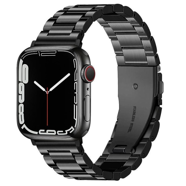 Apple Watch rannekkeelle ruostumaton teräs, Apple Watch vaihtoranneke, pituudensäädin (musta) (38-40-41MM)