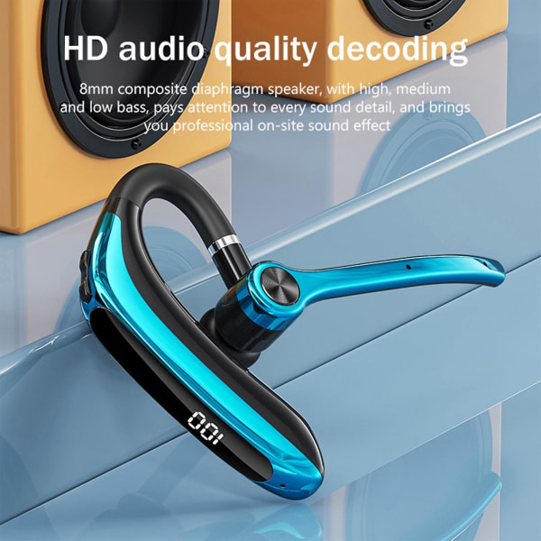 Bluetooth 5.3 Öronmonterade Långdistans Ledda Samtal Brusreducering Digital Display Sport In Ear Trådlösa Öronproppar（Blå）