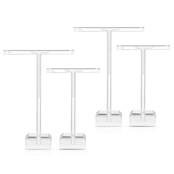 Topbathy 4 stk. akryl øreringsholder T-formet øreringsdisplay stativ smykkeskrin (gennemsigtig) (11.50X8.20X3.00CM, som vist på billedet)