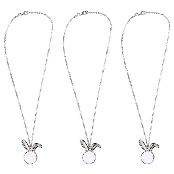 3 pakke med bærbart påskevedhæng ferie halskæde ferie choker kanin form halskæde (3,5X2CM, sølv)