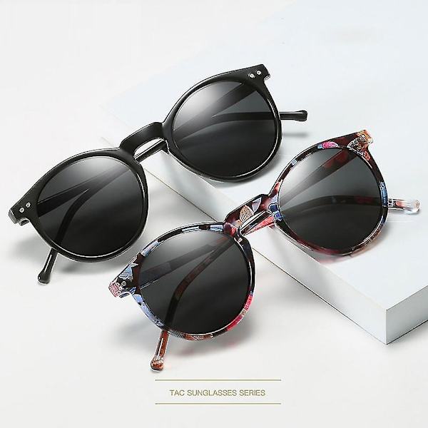 2023 Polariserte Solbriller Menn Kvinner Merke Designer Retro Runde Solbriller Vintage Mann Kvinne Briller Uv400 Oculos Cc（C7 Leopard-Blå）