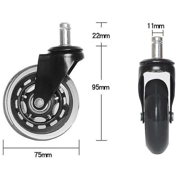 FlkwoH Kontorsstolshjul Ersättning 360 Graders Rotation Mute Stolhjul
