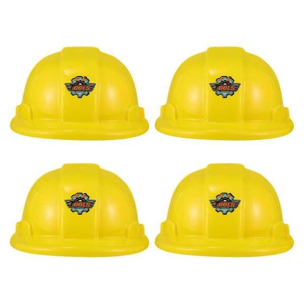 Toyvian 4-osainen Construction Hard Hat muovinen lasten juhlahattu suunnittelu (keltainen) kuvan mukaisesti)