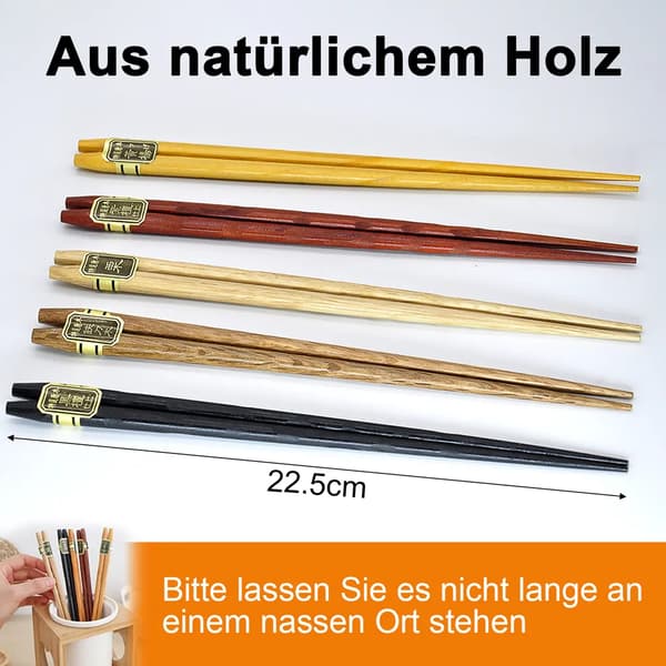 Träätpinnar, 5 par ätpinnar, sushiätpinnar
