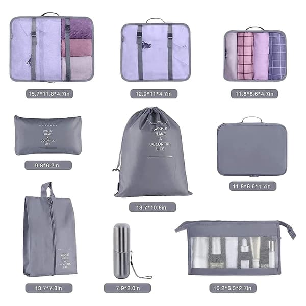 Packningskuber för resväska, 9 st lätta resväskor Organizer väskor set bagage packning