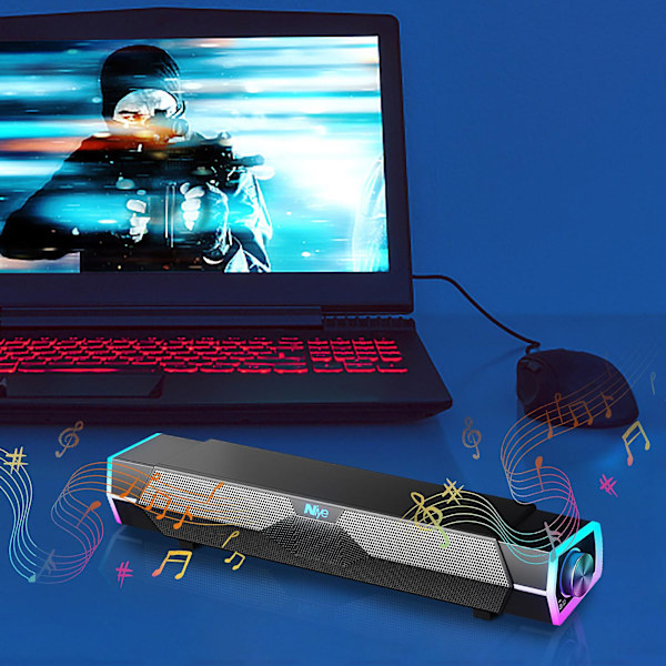 Bluetooth-högtalare Soundbar Datorhögtalare Dubbelhögtalare Subwoofer Biografnivå Surroundljud（Svart）
