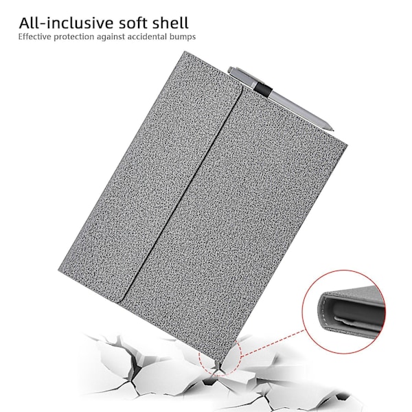 Skyddande fodral i tygtextur TPU + mikrofiberläder för bärbar dator med stativ för Microsoft Surface Pro X