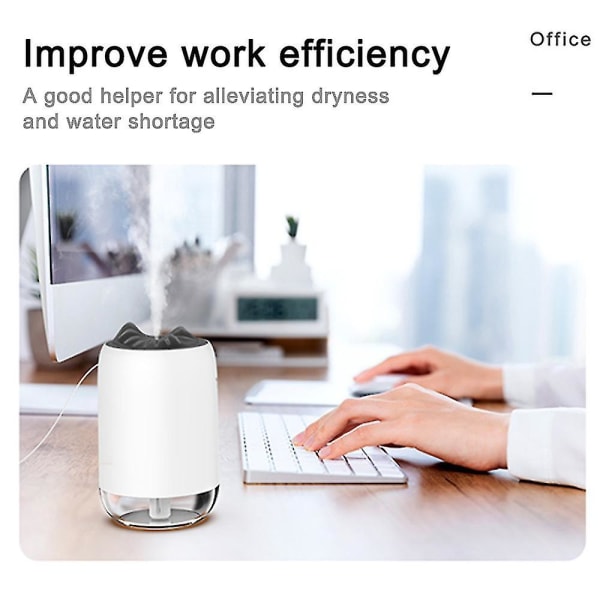 Bil Hem Usb Luftfuktare Med Nattljus Spray Instrument Aroma Diffuser（Vit）