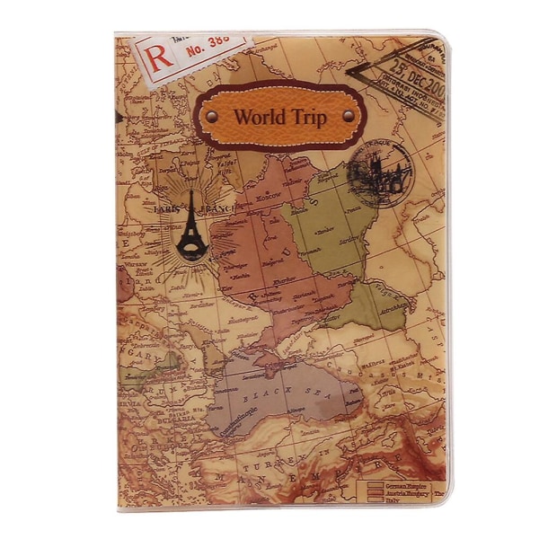 Cover i världskartstil lämplig för biljetthållare för resedokument (som visas på bilden)