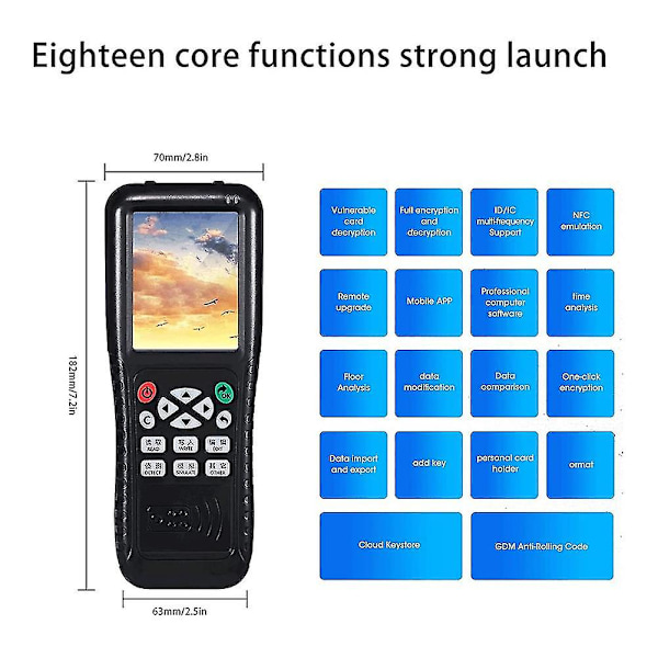 Nfc Rfid-kortkopieringsläsare, nfc Smart Card Reader Writer Rfid Copier, engelsk version Icopy X100 Nfc Id Ic Reader（Svart）