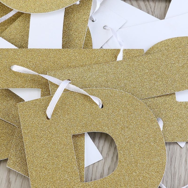 Chic Glitter Grattis på födelsedagen Pappersbanderoll Flagga Baby Unik Fest Girlang Dekoration Födelsedag Dekoration Festtillbehör (Guld)