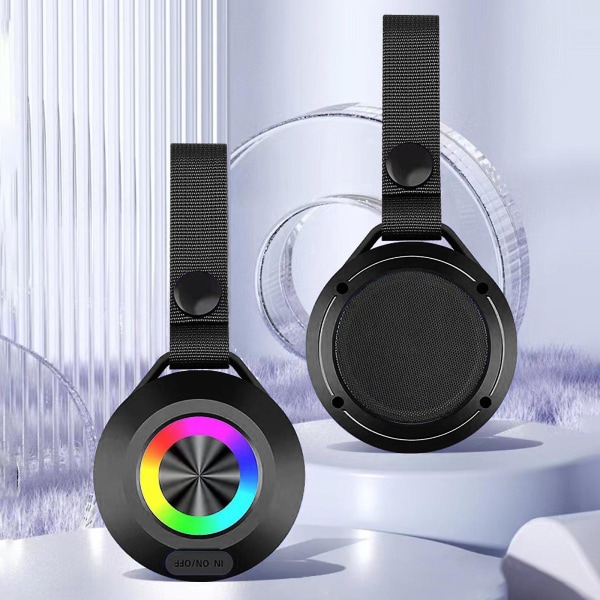Ny Bluetooth -högtalare för utomhussportknapp, trådlösa färgade lampor, bärbart cykelminiljudsystem (svart)