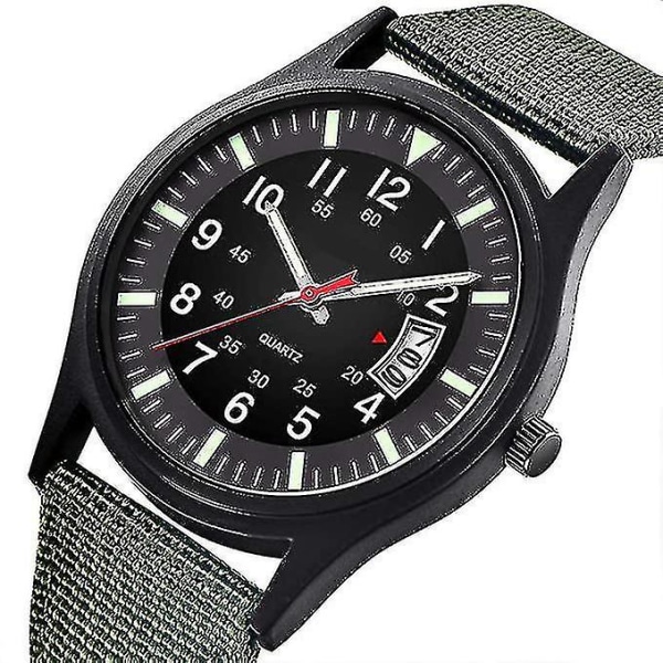 Herrarmé Tactical Field Sports Analog Klocka, Arbetsklocka, Vattentät, Utomhus Casual Quartz Klocka Herr, Grön, Armband-xmd