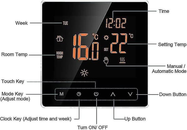 Smart Termostat Digital Rumtermostat Programmerbar Lcd Display Touch Screen App Kontrol Elektrisk Vægtermostat Med Intern Sensor/gulvsensor