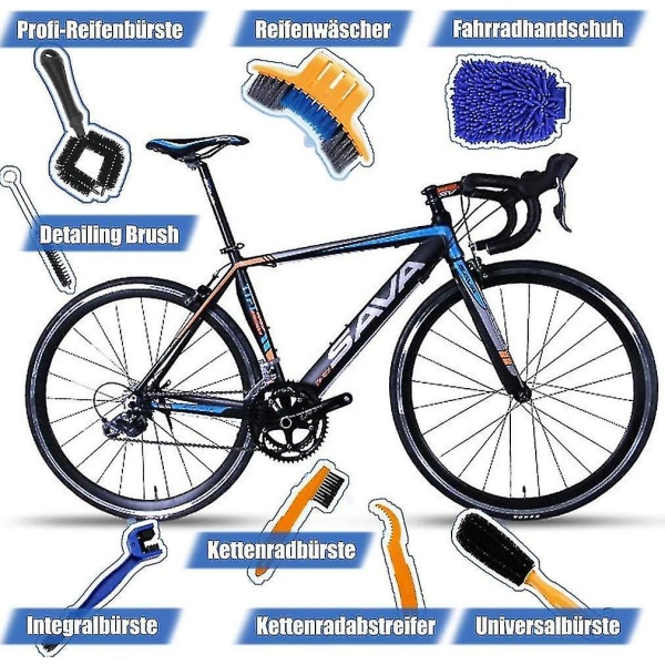 Professionella cykelrengöringsborstar 8-pack, med rengöringsborste