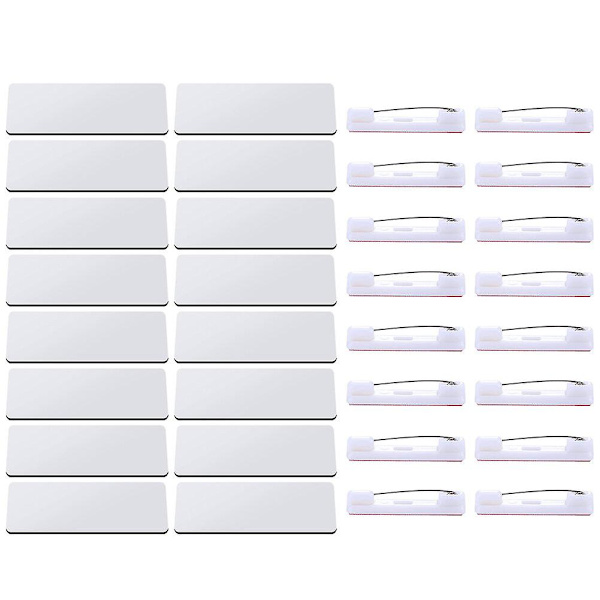 16 kpl Nimeä Nimilaput DIY Tyhjä ID-kortti Sublimaatio Nimeä Nimilaput Pin-kiinnityksellä Toimistoon (7.6X3.8cm, Valkoinen)