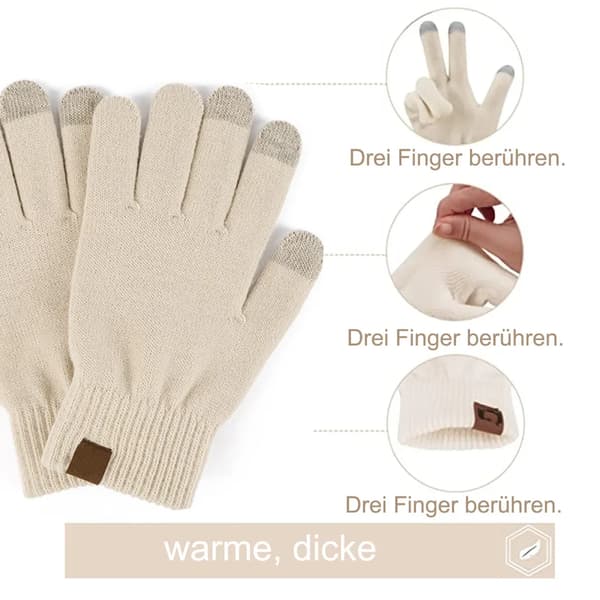 Damvantar Touchscreen Stretch Thermo Magic Handskar Varm Stickad Fodrad