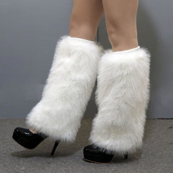 Karvainen Tekoturkissoft Leg Fashion 40cm Toppers Cuff Ladies Fluffy Boot Boot Warmer Fur（Valkoinen）