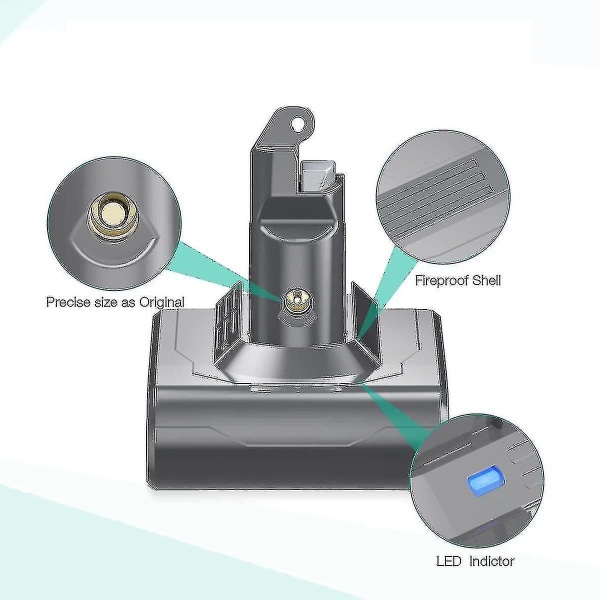 Kompatibel med Dyson V6 batteri 21,6v Dc62 tilbehør, trådløs støvsuger, kompatibel med V6 Sv04 Sv03 Dc58 Dc59 Dc61 Dc74)