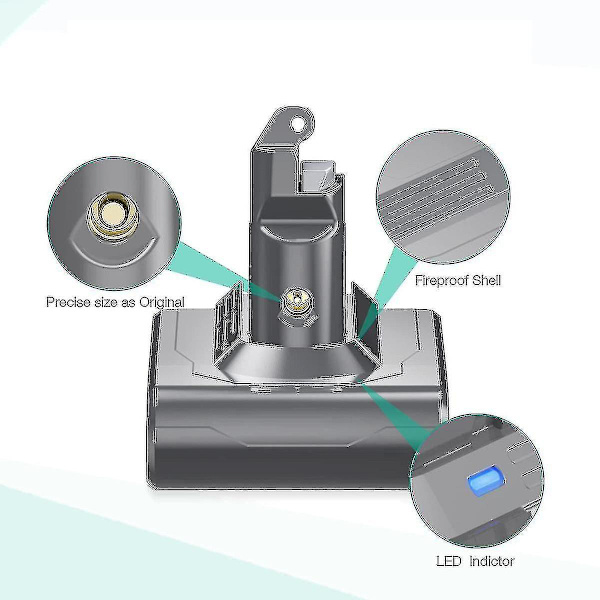 Kompatibel med Dyson V6 batteri 21.6v Dc62 tilbehør, trådløs støvsuger, kompatibel med V6 Sv04 Sv03 Dc58 Dc59 Dc61 Dc74)