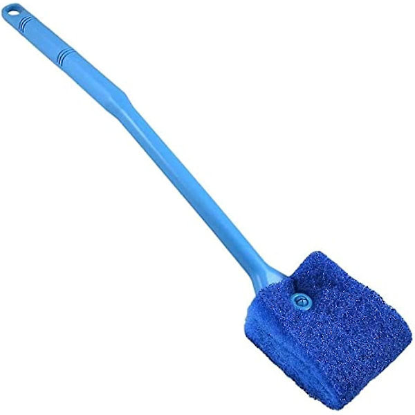 Akvarie rengøringsbørste fiske tank glas plante alger skraber scrubber rengøringsmiddel, dobbeltsidet svamp, værktøjer lang håndtag scrubber til glas(40cm)
