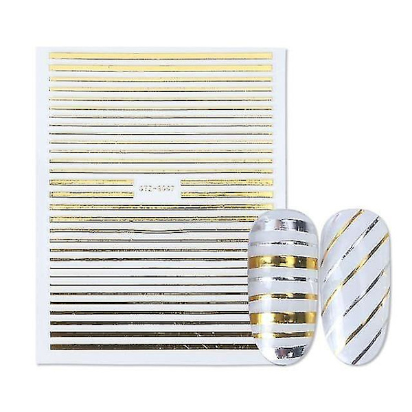 STZ G007 Gull 3d Neglekunst Klistremerker Rett Buede Bølger Linjer Stripe