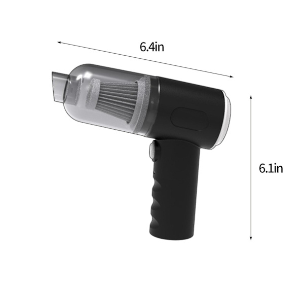 Handhållen bil dammsugare, 120W kraftfull sugning liten bil dammsugare, Mini dammsugare med USB bärbar dammsugare FAN20240326 (svart)