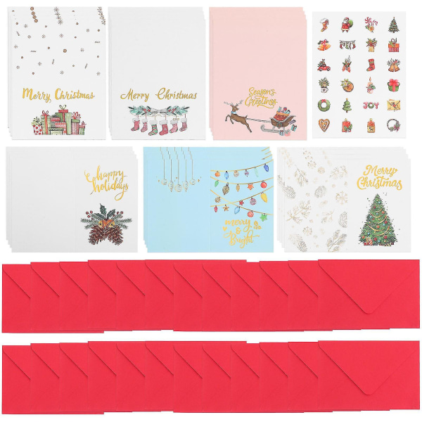 49pcs Xmas Greeting Cards Christmas Greeting Cards Xmas Blessing Cards New Year Greeting Cards（16.00X10.80X0.10CM,AsShown）