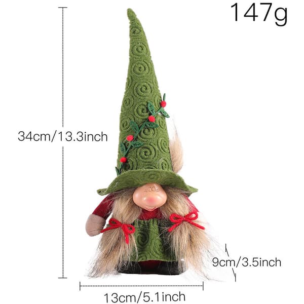 Faceless Gnome stående fylld Faceless Gnome prydnader Faceless Elf jul prydnader (grön)