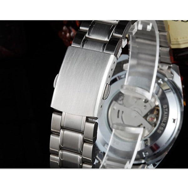 Automatisk mekanisk armbåndsur i rustfrit stål til mænd med dag og kalender til virksomheder（A1）