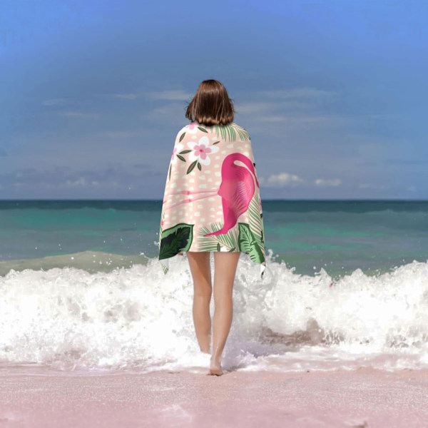 Flamingo strandhåndkle for kvinner, voksen mikrofiber hurtig tørkende strandhåndkle, søt personlig design, 59\" x 27.5\"