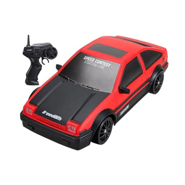 4wd Rc Drift Car, 1/24 skala 2,4 GHz fjernstyrt bil med utskiftbare dekk og kule lys, 100 % NY（Rød）