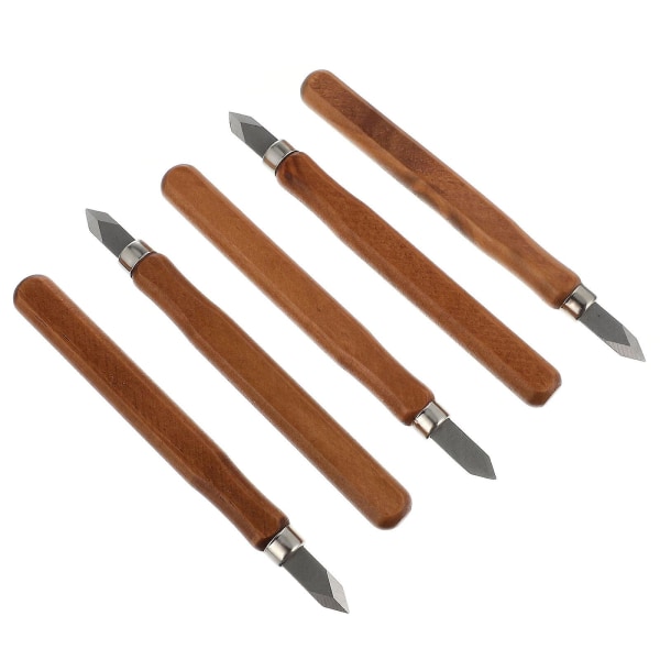 5-pack treskjæringskniver, treskjæringsverktøy, hobbykniver for trearbeid (13,50X2,00X1,00CM, som vist på bildet)