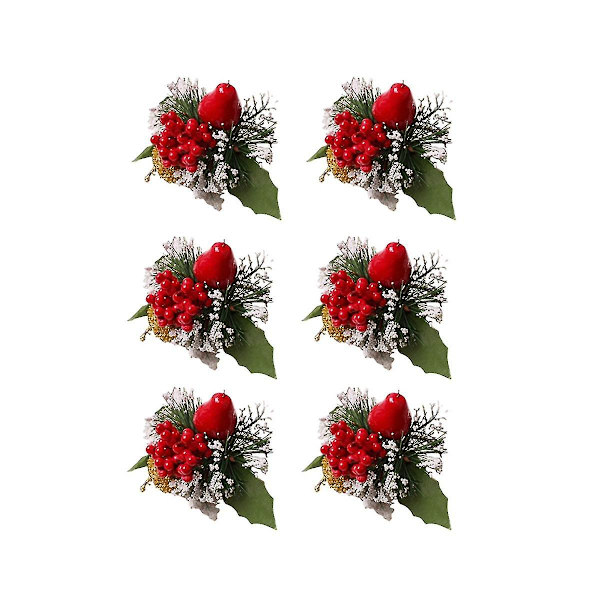Serviettringer med julemotiv - Borddekorasjon - Julepynt - Ping An frukt - Serviettspenne (pære) (som vist)